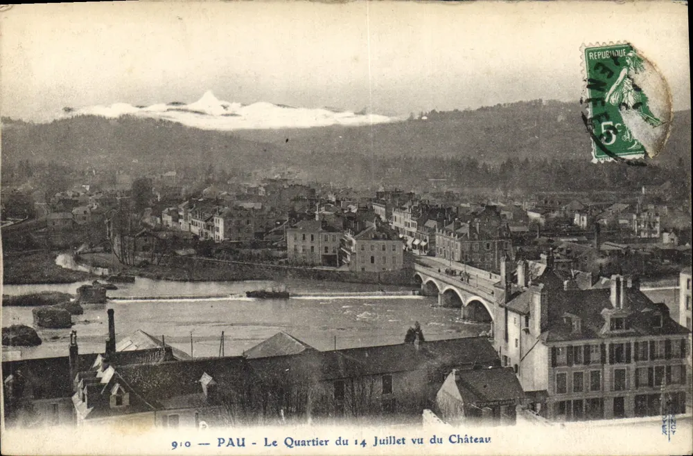 Pau — Der Quartier du 14 Juillet vom Schloss aus gesehen — Verleger Nr. 910 - Vorderseite