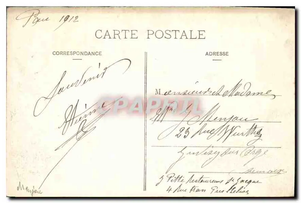 Pau — Der Quartier du 14 Juillet vom Schloss aus gesehen — Verleger Nr. 910 - Rückseite