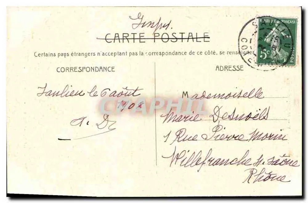 Em Morvan - SAULIEU - O Tour do Asilo — Impressora Lander-Leclère - A. Dutert, sucessor - Verso