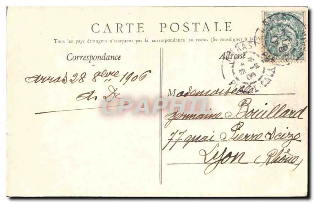 Arras — O Hotel-de-Ville — B. D. Koubaix, n°1 - Verso