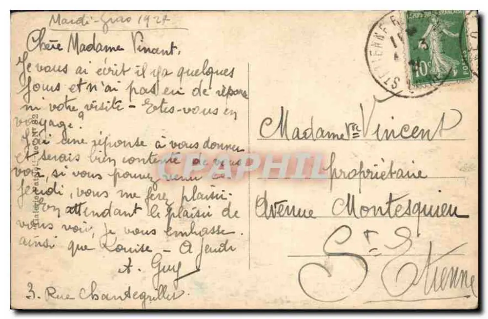 Catedral de Reims — Ruínas após a guerra — A.N. PARIS, n°82 - Verso