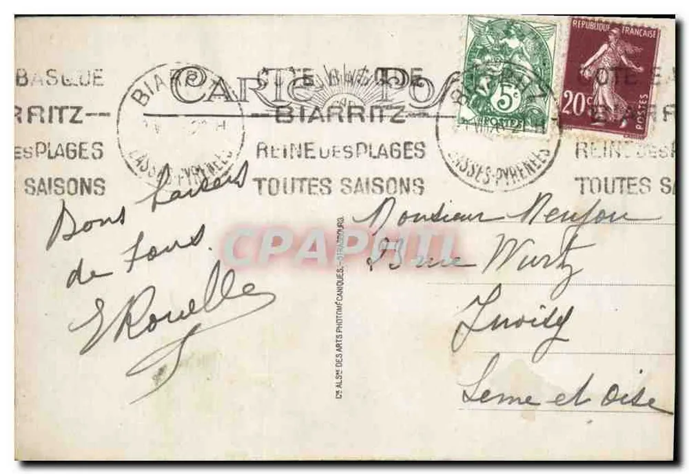 Biarritz — Die Felsen der Villa Belza — CAP - Rückseite