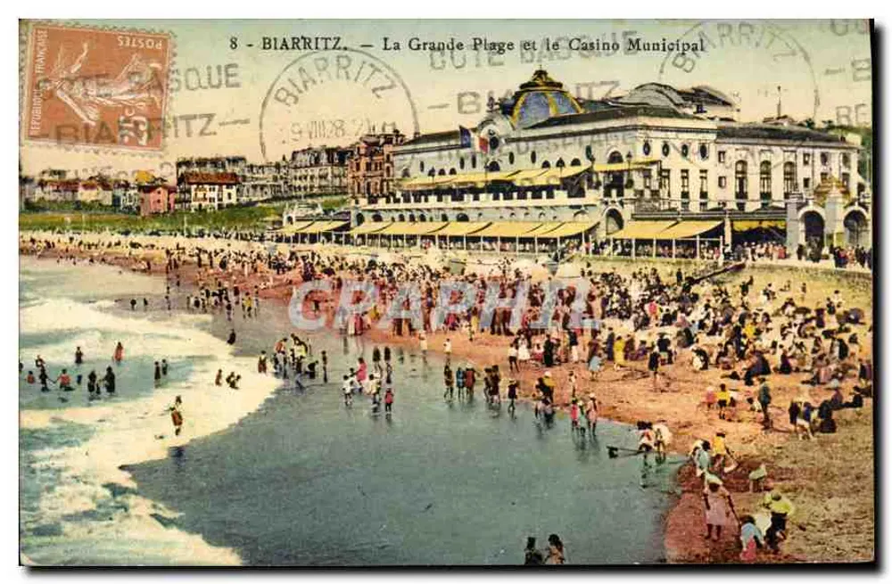 Biarritz — La Grande Plage und das Municipale Casino — Verleger Lepâtre, Nr. 8 - Vorderseite
