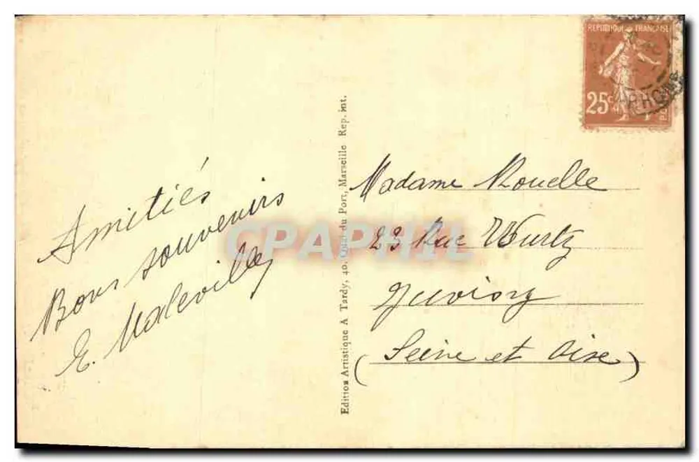 Marseille - Der Port St-Jean und die Kathedrale vom Pharo gesehen — Tardy, n°25 - Rückseite