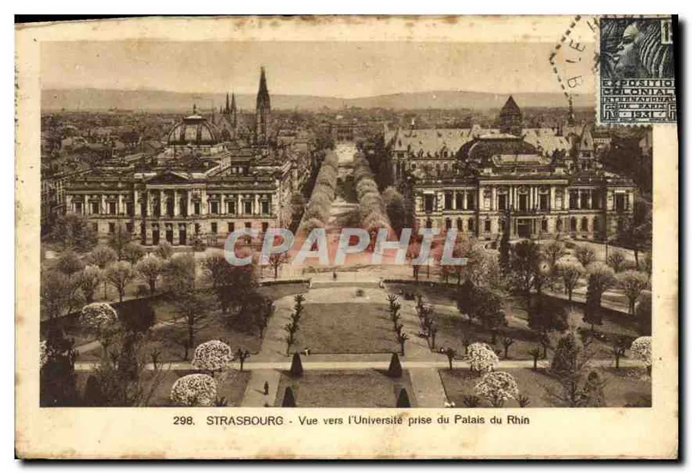 Strasbourg - Aussicht auf die Universität vom Palais du Rhin — Compagnie Alsacienne des Arts Photographiques, n°298 - Vorderseite