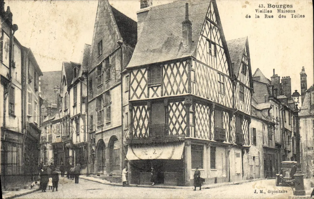 Bourges — Alte Häuser der Rue des Toiles — J. M., Händler - Vorderseite