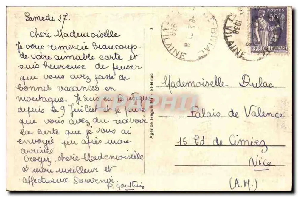 St-Briac — O Porto — LL 30, Agência Reguillien - Verso