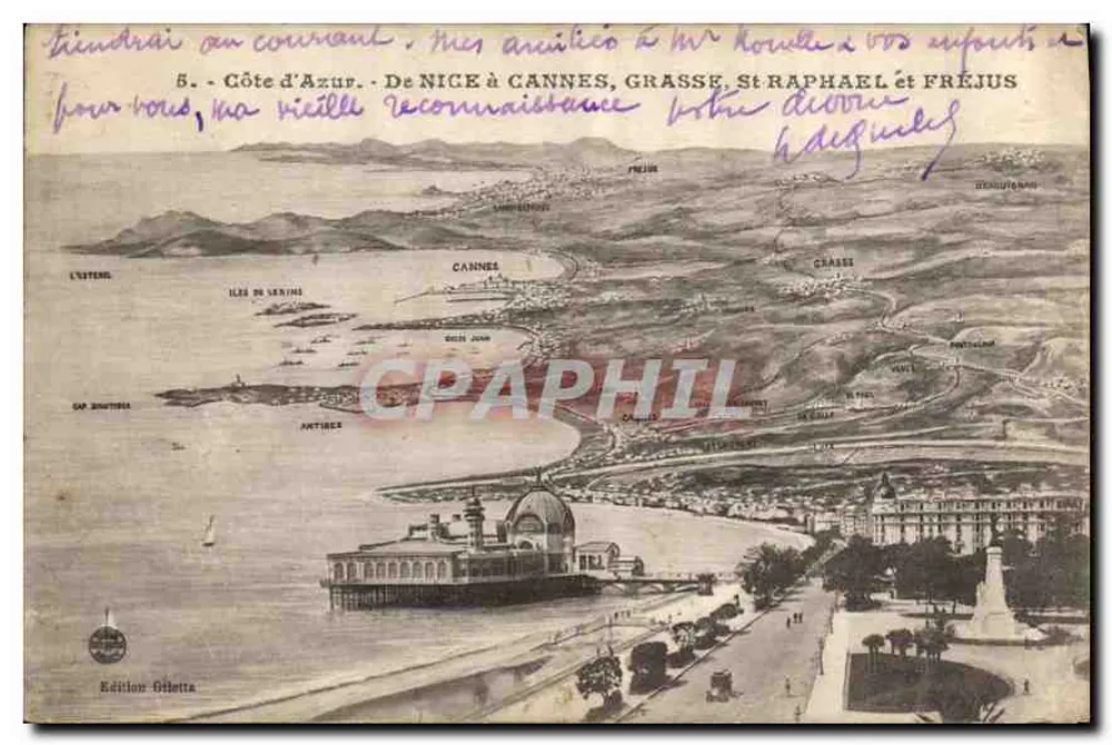 Costa do Azul — De NICE a CANNES, GRASSE, ST-RAPHAEL e FRÉJUS — Edição Giletta - Frente