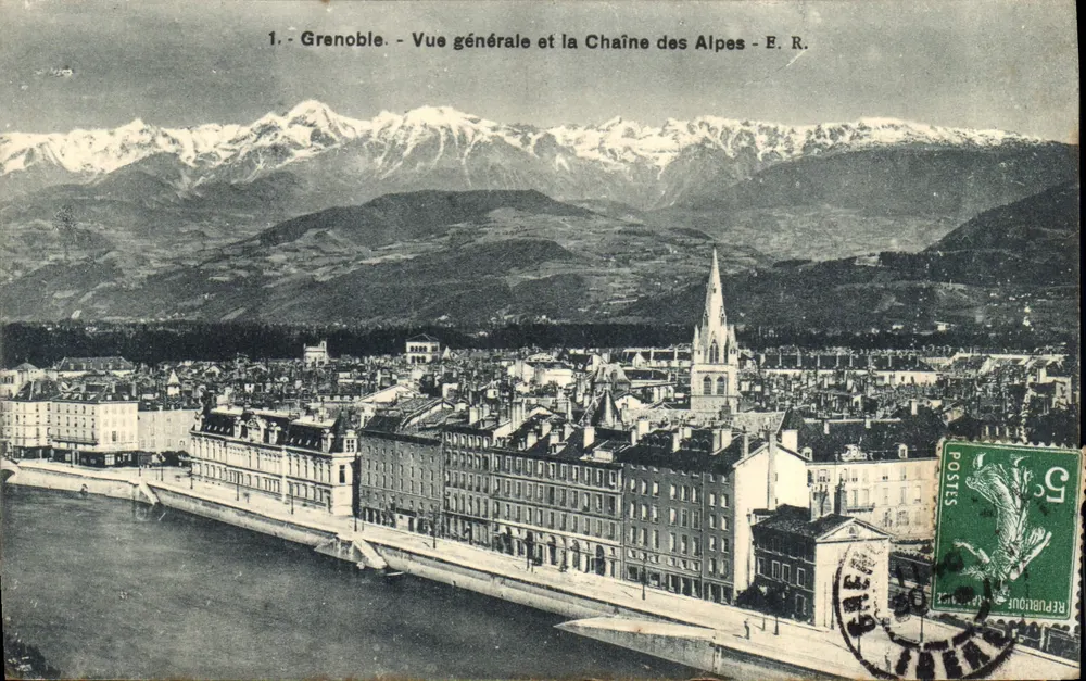 Grenoble — Allgemeiner Blick und die Alpenkette — E. R. - Vorderseite