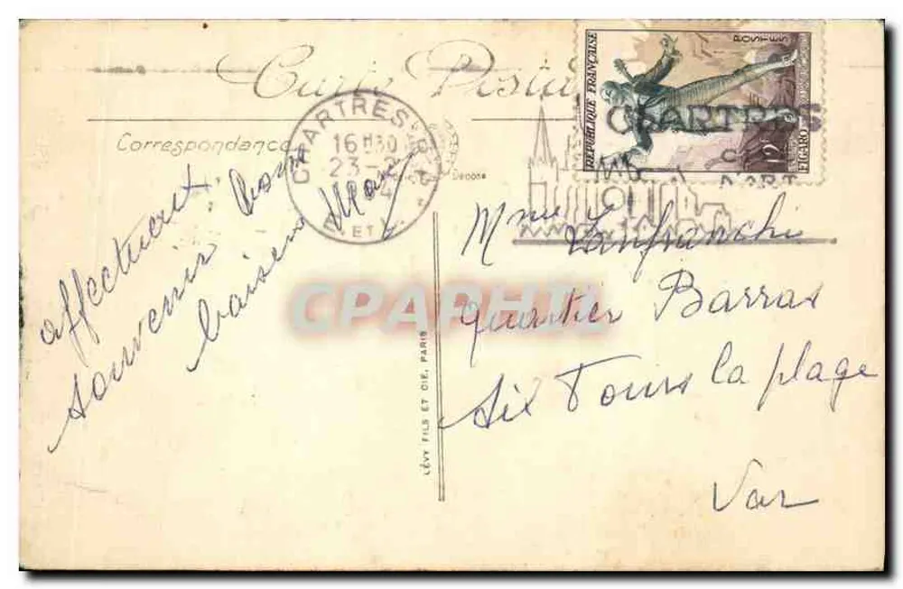 Charitres — Estátua de Noël Ballay — LL. n°50 - Verso
