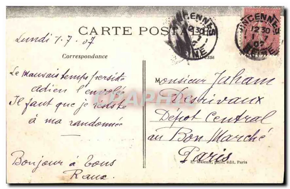 Bois de Vincennes — Ansicht der Höhle — E.M. n°488 - Rückseite