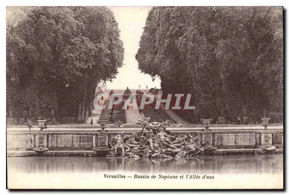 Versailles — Bassin des Neptun und die Allée de l'eau - Vorderseite