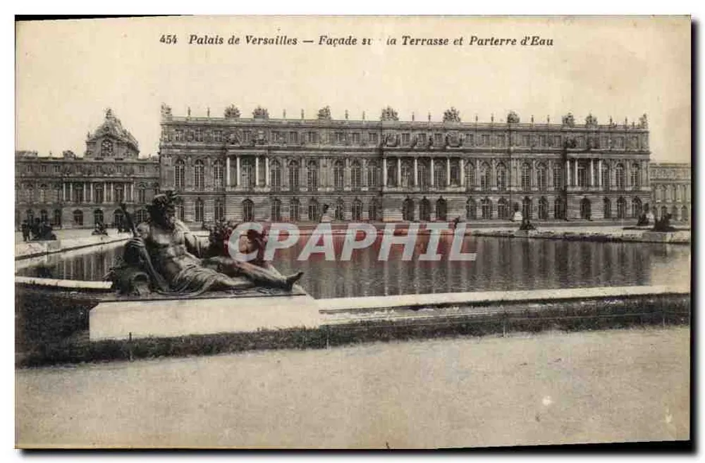Palast von Versailles — Fassade auf der Terrasse und Wasserparterre — n° 454 - Vorderseite
