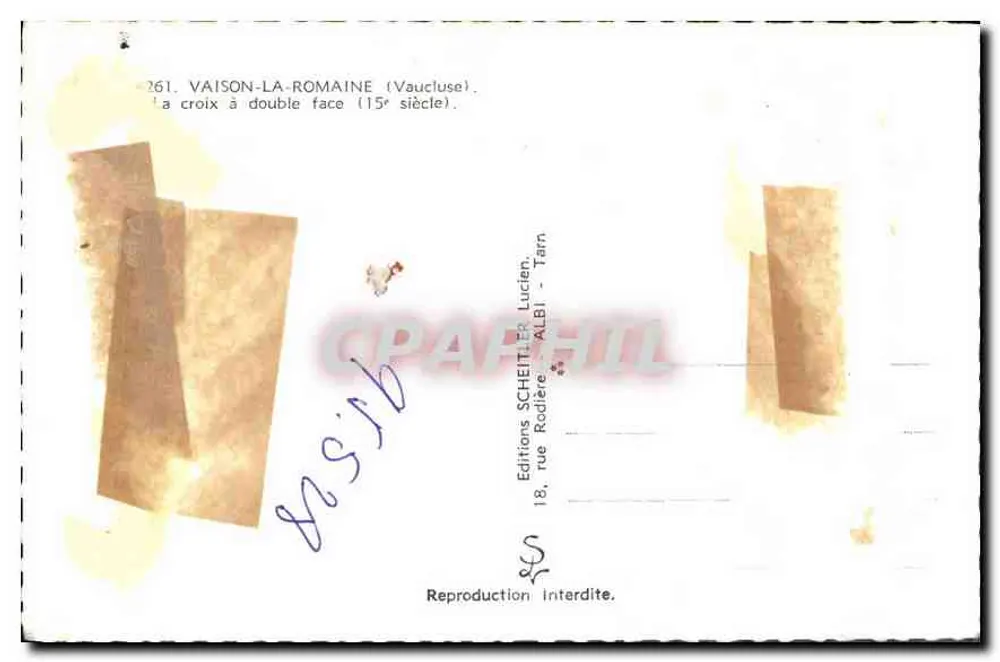 Vaison-la-Romaine — Doppelseitige Kreuz (15. Jahrhundert) — Editions Scheitler, Albi - Rückseite