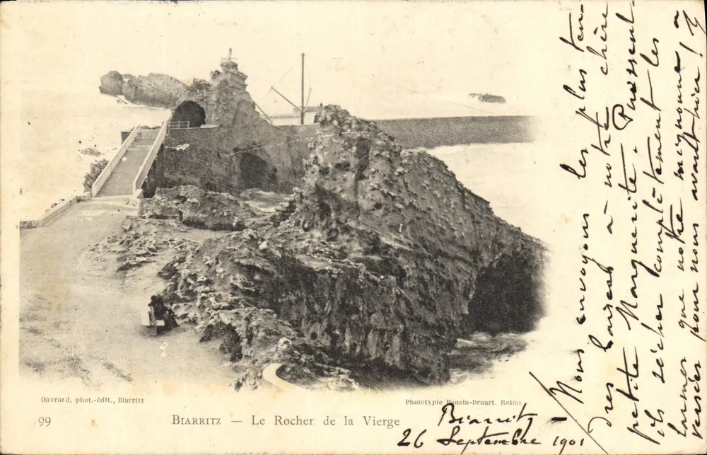 Biarritz — O Rocher de la Vierge — Onvrard, fot.-édit., Biarritz, n°99 - Frente