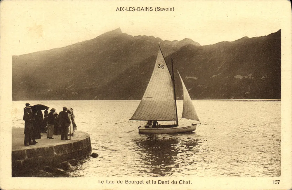 Aix-les-Bains (Savoie) — Ansicht des Sees Bourget und der Dent du Chat — Photo G. Barroux, n°137 - Vorderseite