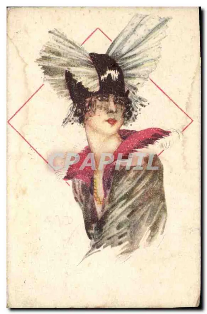 Frau mit Hut aus Federn — Illustration — Pittore A. Bruno, N. 106 - Vorderseite