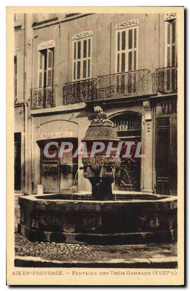 Aix-en-Provence — Fontaine des Trois Ormeaux (século XVIII) — Éditeur Jaccou - Frente
