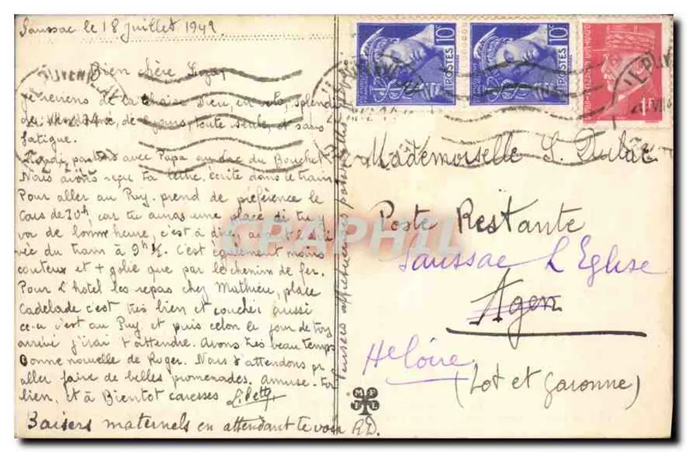 La Chaise-Dieu — Geschnitztes Medaillon aus den Stühlen der Abtei (15. Jahrhundert), darstellend eine Chimäre mit zwei Köpfen — Edit. Béal, La Chaise-Dieu - Rückseite