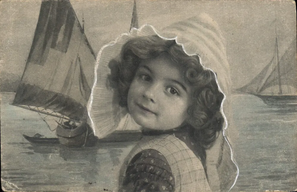 Menina com chapéu de babados — barco a vela — editor não identificado - Frente