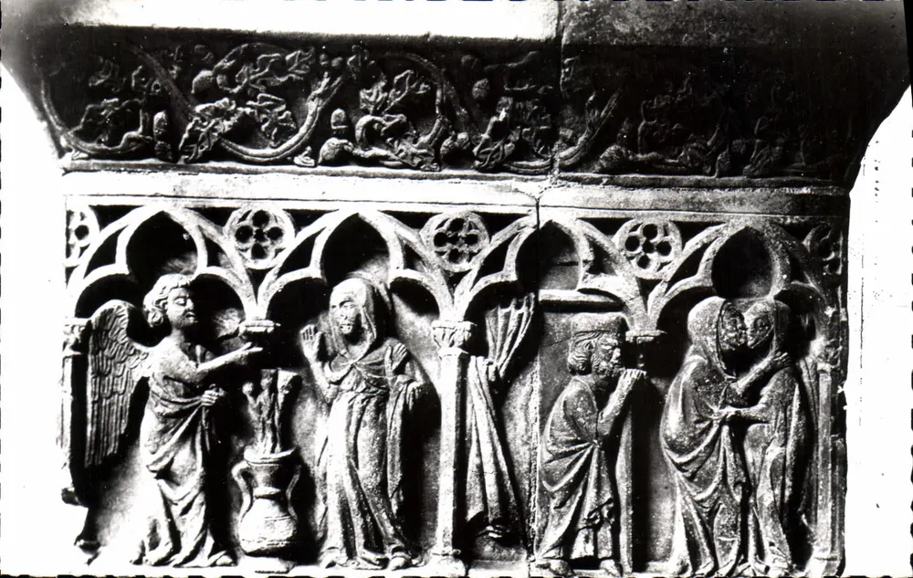 Elne - Die Verkündigung und die Besuchung - Fresko im Cloister (14. Jahrhundert) - Vorderseite