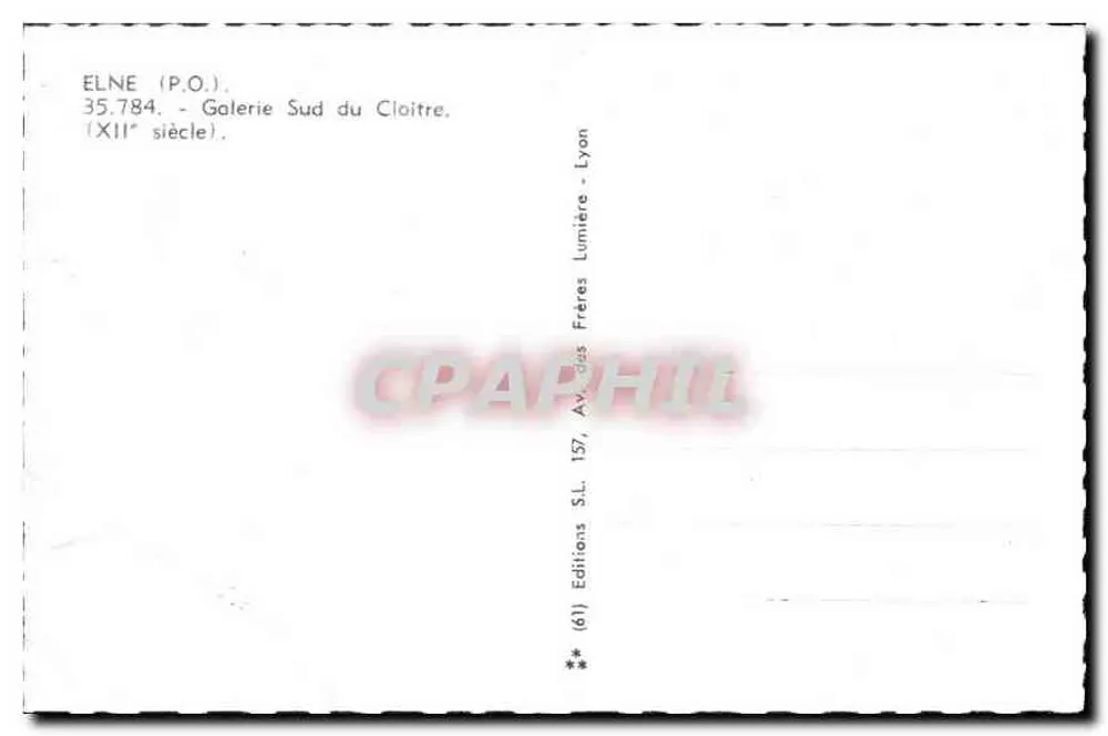 Elne (P.O.) — Galeria Sul do Claustro — Século XII — Éditions Frères Lumière, Lyon - Verso