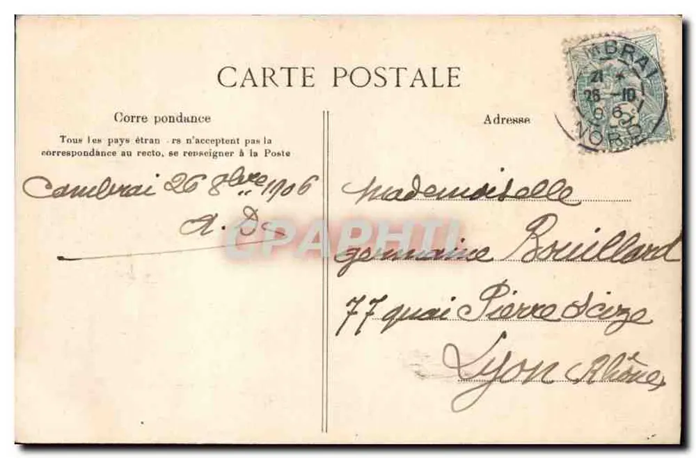 Cambrai — A Catedral — J.D.V. n°801 - Verso