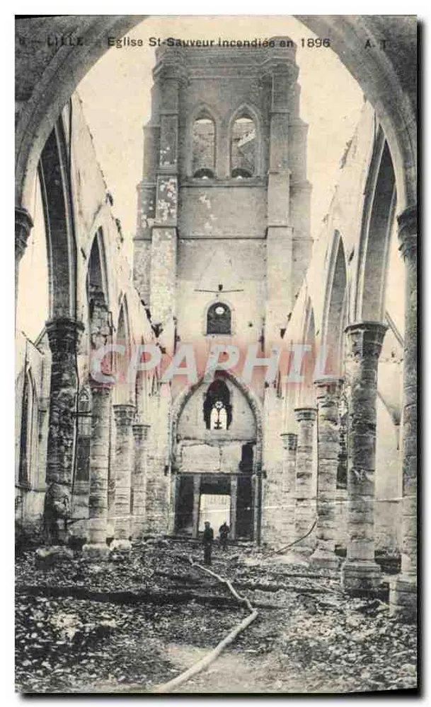 Lille - Die 1896 brannte Kirche Saint-Sauveur — A.T. - Vorderseite
