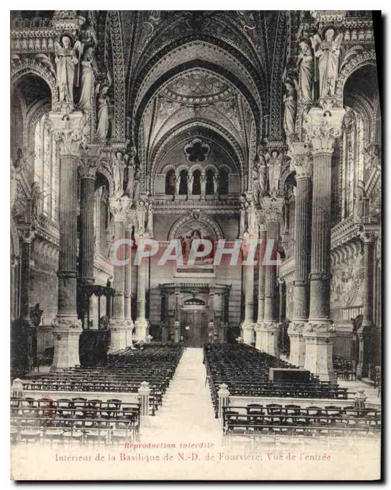 Innenansicht der Basilika N.-D. de Fourvière — Blick auf den Eingang — Reproduktion verboten - Vorderseite
