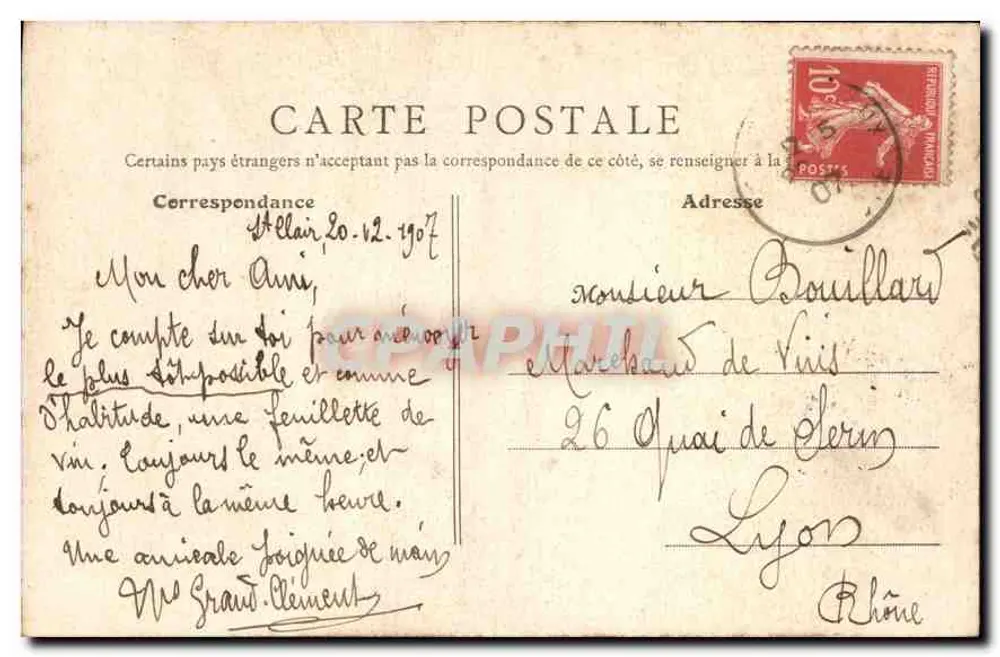 Lyon - Catedral de São João - Entrada — B. F., Paris, n° 245 - Verso