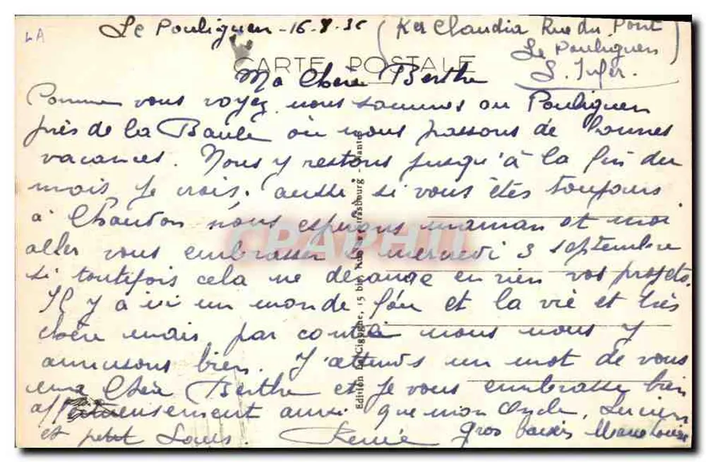 Le Pouliguen — Die felsige Küste nahe den Korrigans — n° 863 - Rückseite