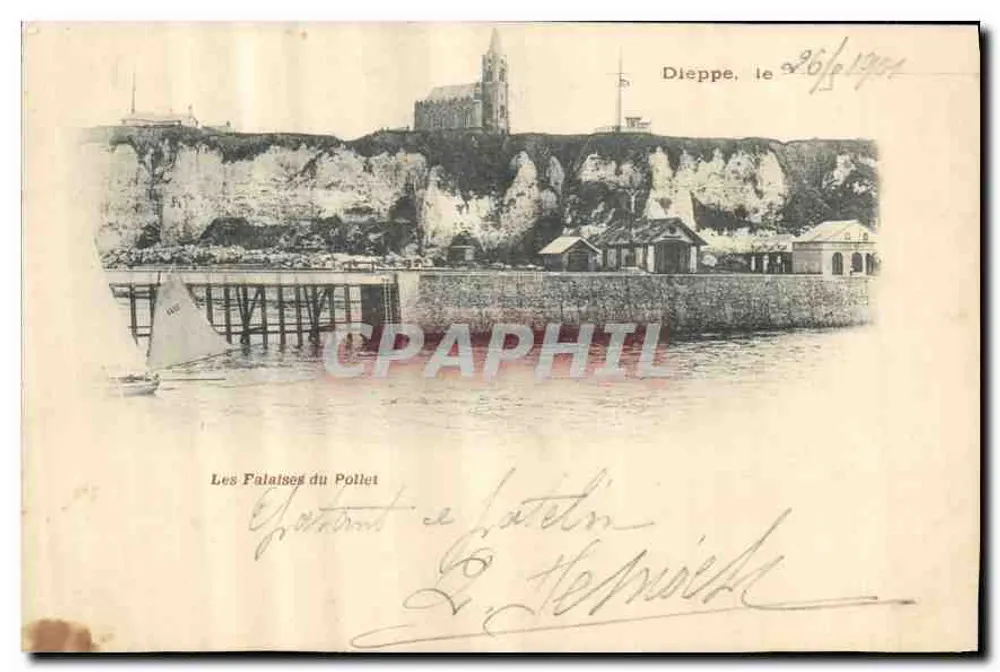 As Falésias do Pollet — Dieppe, 26/06/1904 — editor não visível - Frente