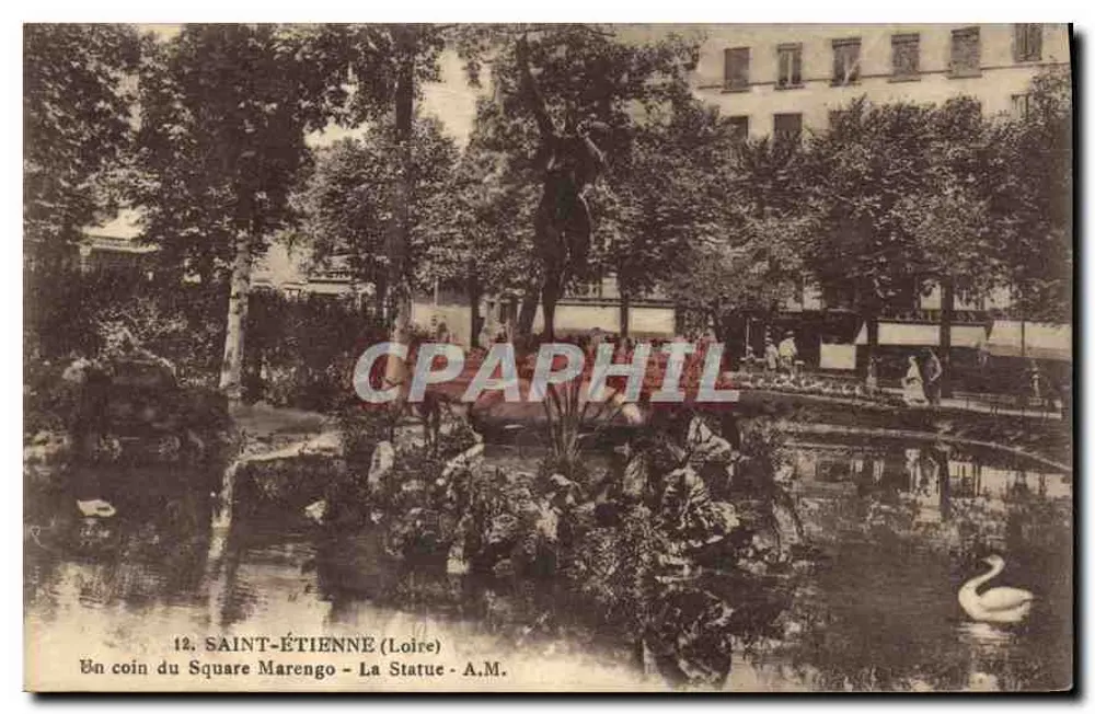Saint-Étienne (Loire) — Ein Eckbereich des Square Marengo — Die Statue — A.M. Edition A. Monnier - Vorderseite