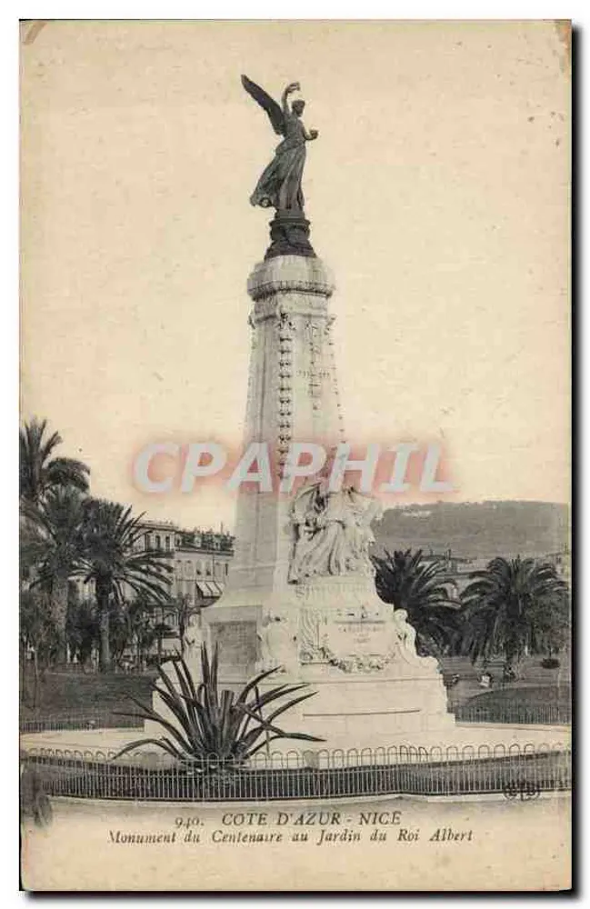Gedenkmonument zum Centenar im Jardin du Roi Albert — Nice, Côte d'Azur — Verlag Le Deliet, Paris, Nr. 940 - Vorderseite
