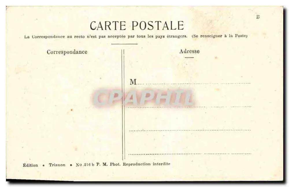 Ruínas do Castelo Forte — O Donjon em Montlhéry — Edição Trianon, n°216 b - Verso