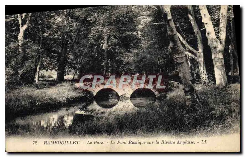 Rambouillet - Der Park - Der rustikale Brücke über den englischen Fluss - LL - Vorderseite
