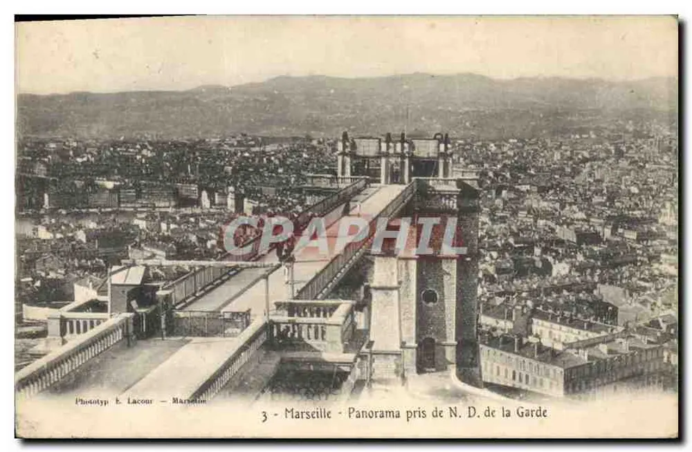 Marseille - Panorama tirado da Nossa Senhora da Guarda — Fototipia k. Lacour — Marseille - Frente