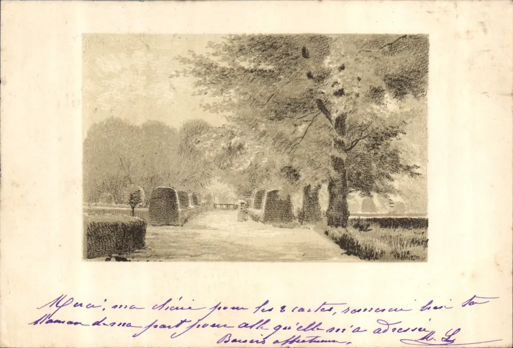 Paisagem arborizada — editor não identificado — datada por volta de 1907 - Frente