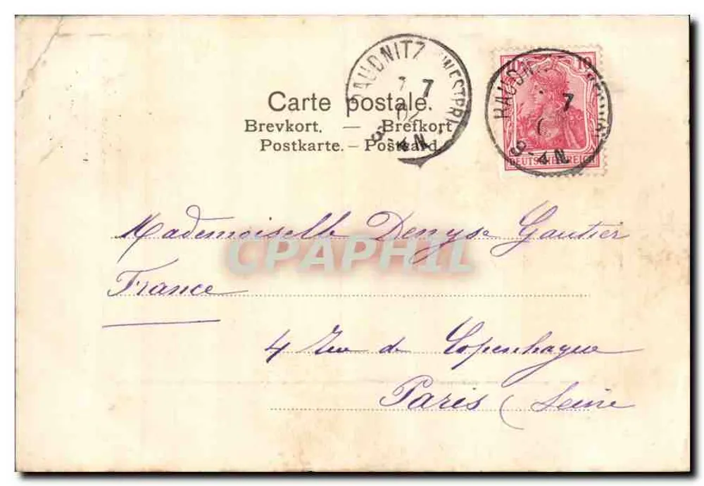 Paisagem arborizada — editor não identificado — datada por volta de 1907 - Verso
