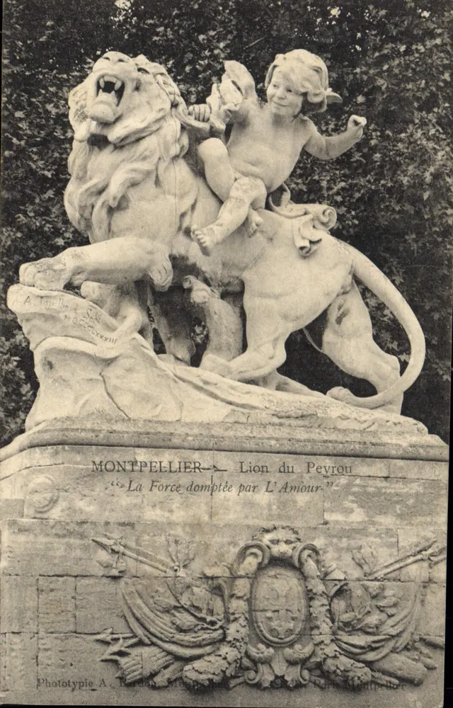 Montpellier — Löwe von Peyrou — Phototypie A. Rondon - Vorderseite
