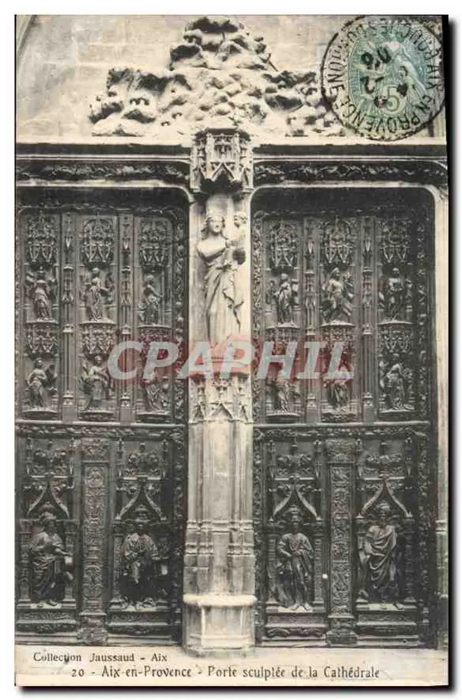 Geschnitzte Tür der Kathedrale — Aix-en-Provence — Sammlung Jaussaud n°20 - Vorderseite