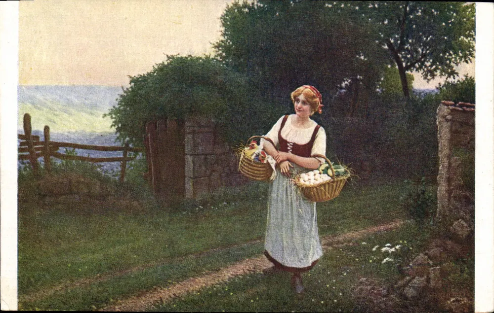 Jovem agricultora — A young farm wife — K. Bellanger, Salon de Paris, n°1407 - Frente
