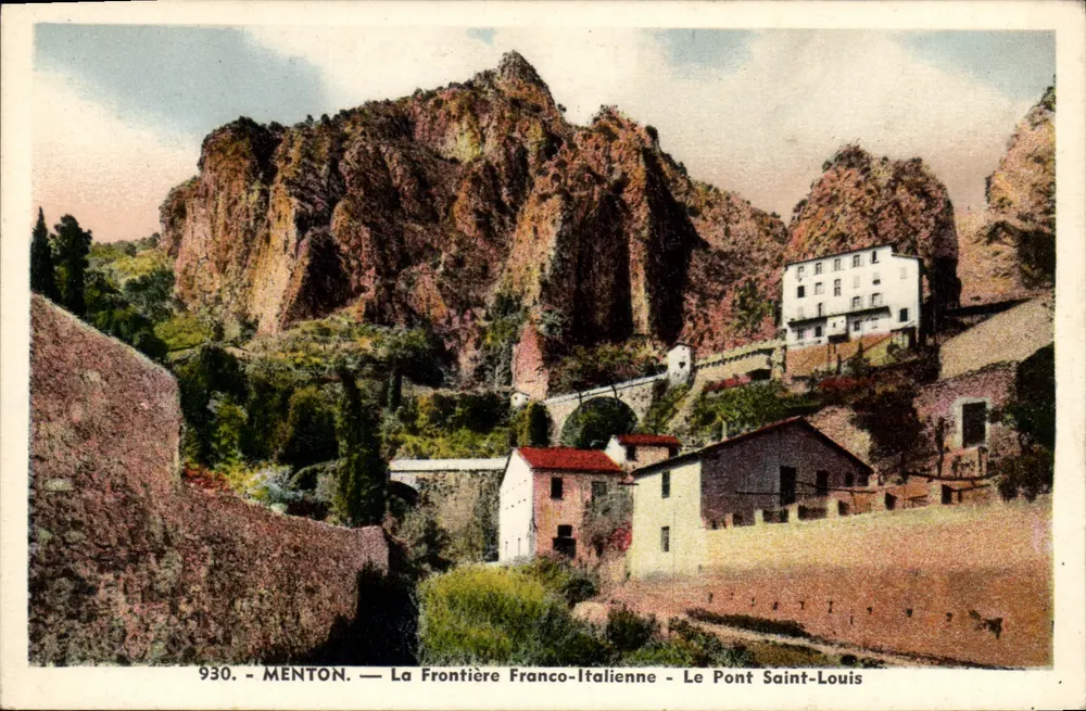 Menton - Die französisch-italienische Grenze - Die Brücke Saint-Louis — L. Gilletta et Cie, Nice, n° 930 - Vorderseite