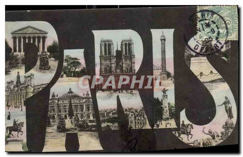 Paris — vista panorâmica nas letras — editor anônimo - Frente