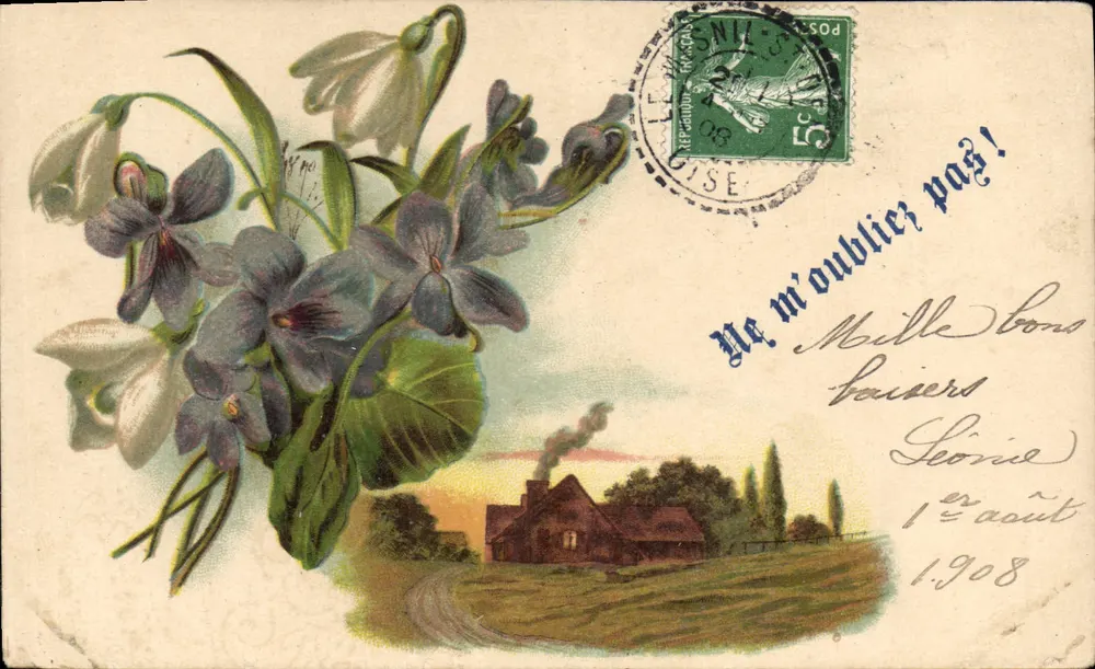 Flores e paisagem rural — editor não visível — número de série não visível - Frente