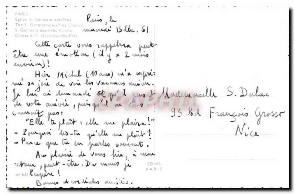 Paris, Igreja de Saint-Germain-des-Prés — vista panorâmica — Édug Paris n° 6334 - Verso