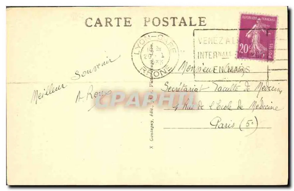 LYON — Basílica de Nossa Senhora de Fourvière — X. Coutagny, editor. N° 82 - Verso