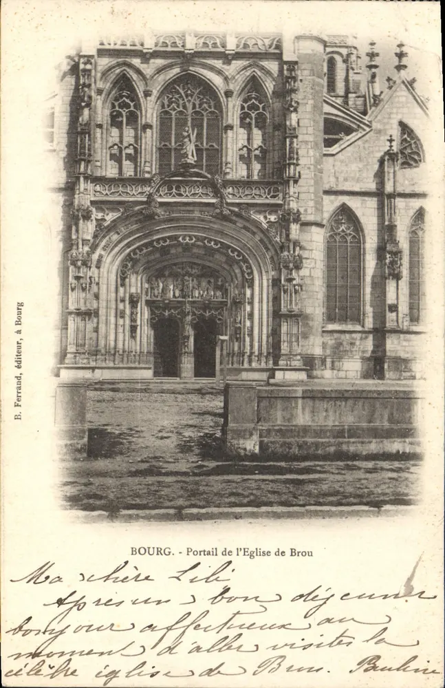 Bourg - Portal da Igreja de Brou — B. Ferrand, editor, em Bourg - Frente