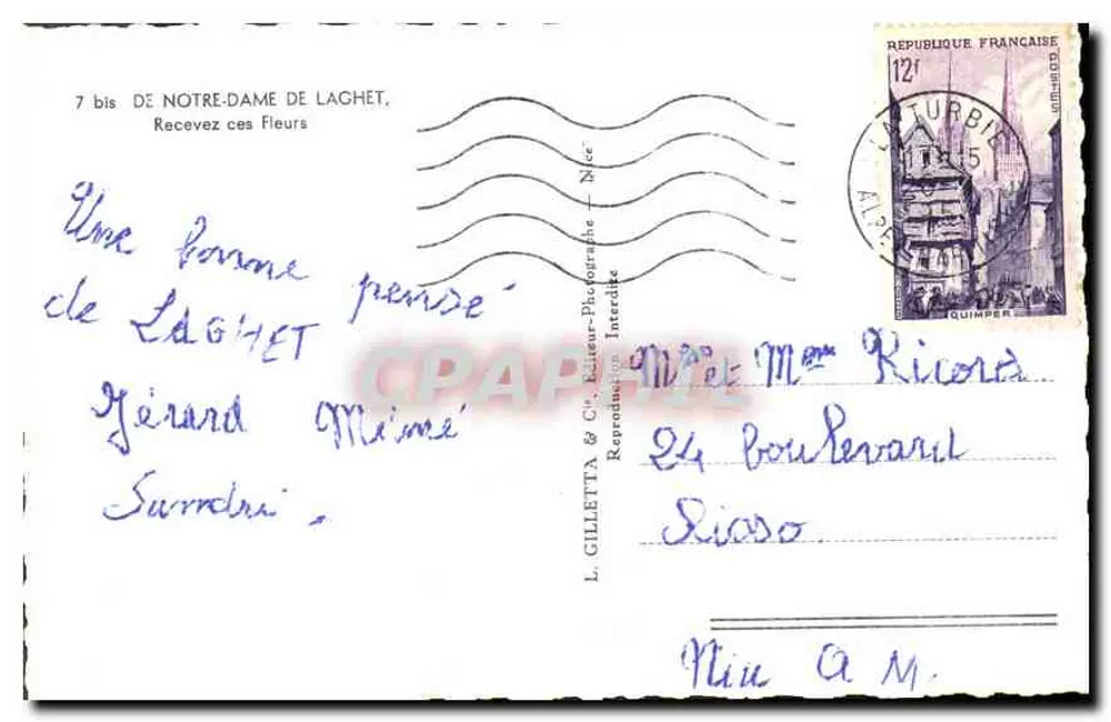 Notre-Dame de Laghet — reprodução fotográfica — L. Gilletta & Cie, Nice - Verso