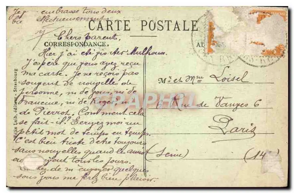 Strasbourg — Banho das Plantas — Editor Zell & Fils, Strasbourg - Verso